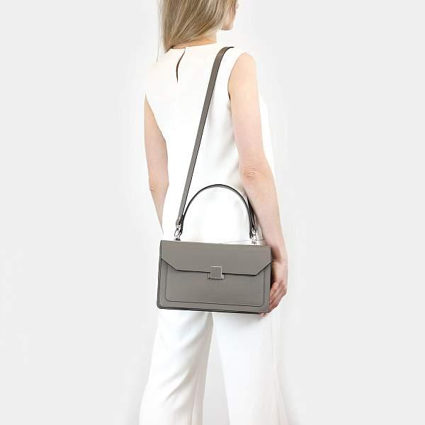 Классическая женская сумочка среднего размера BRIALDI Margaret (Маргарет) relief quartz BR47573PU Серый Brialdi, Артикул: BR47573PU фото №1