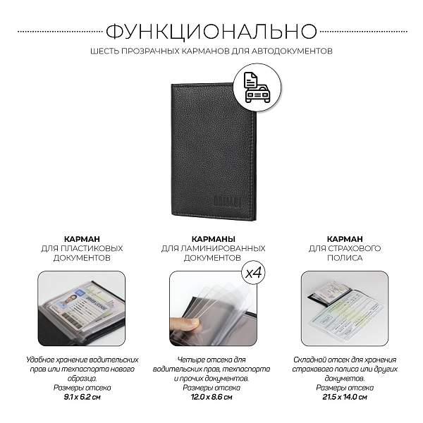 Удобное портмоне для автомобилиста BRIALDI Alfa (Альфа) relief black BR48169RW Черный Brialdi, Артикул: BR48169RW фото №1