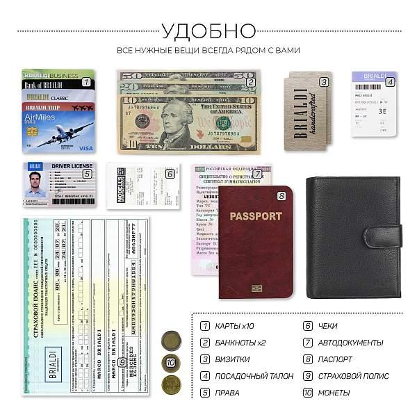 Солидное мужское портмоне BRIALDI Bravo (Браво) relief black  BR48187IS Черный Brialdi, Артикул: BR48187IS фото №1