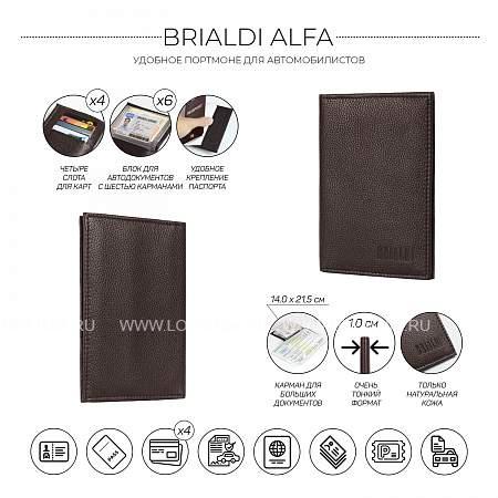 удобное портмоне для автомобилиста brialdi alfa (альфа) relief brown br48468vv коричневый Brialdi