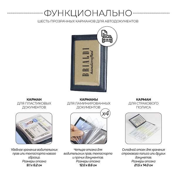 Портмоне для автодокументов SLIM-формата BRIALDI Vision (Взгляд) relief navy BR49279ZP Синий Brialdi, Артикул: BR49279ZP фото №1