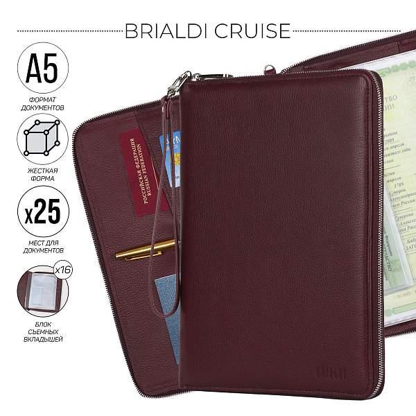 Органайзер для документов А5 с жесткой формой BRIALDI Cruise (Круиз) relief cherry BR49472XD Бордовый Brialdi, Артикул: BR49472XD фото №1
