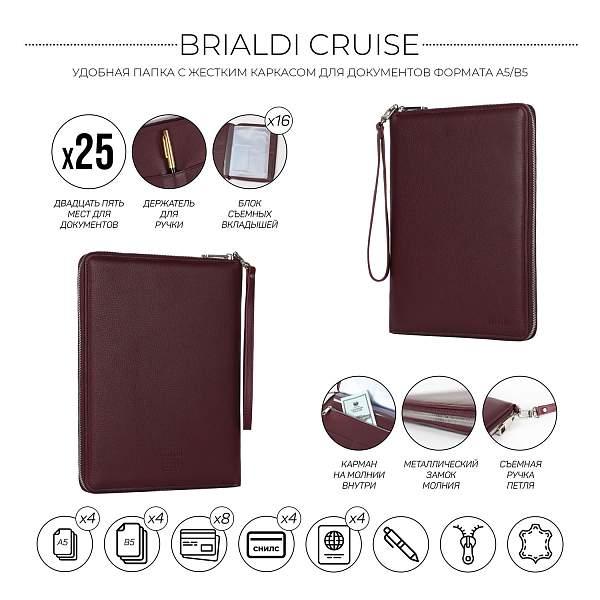 Органайзер для документов А5 с жесткой формой BRIALDI Cruise (Круиз) relief cherry BR49472XD Бордовый Brialdi, Артикул: BR49472XD фото №1