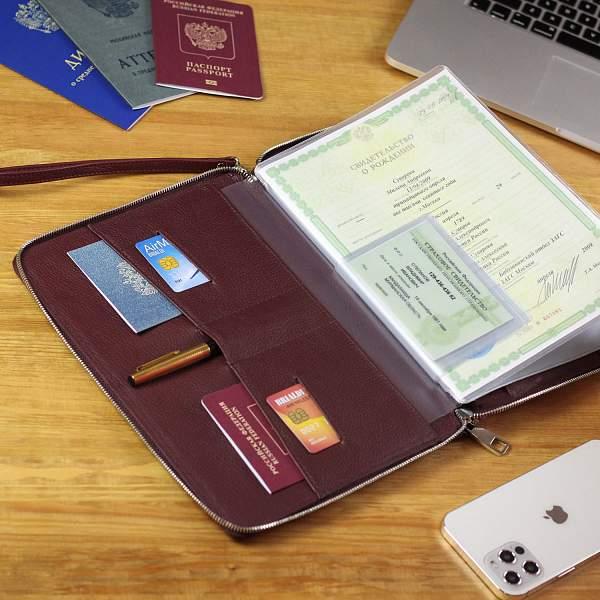 Органайзер для документов А5 с жесткой формой BRIALDI Cruise (Круиз) relief cherry BR49472XD Бордовый Brialdi, Артикул: BR49472XD фото №1