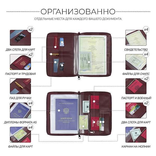 Органайзер для документов А5 с жесткой формой BRIALDI Cruise (Круиз) relief cherry BR49472XD Бордовый Brialdi, Артикул: BR49472XD фото №1