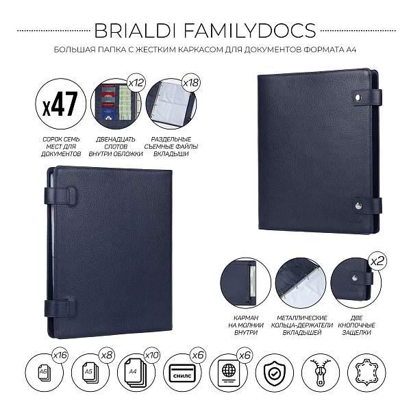 Большая папка с жестким каркасом для документов А4 BRIALDI Familydocs (документы всей семьи) relief navy BR49474UA Синий Brialdi, Артикул: BR49474UA фото №1