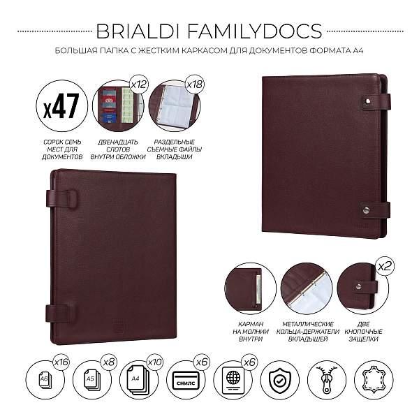 Большая папка с жестким каркасом для документов А4 BRIALDI Familydocs (документы всей семьи) relief cherry BR49475KA Бордовый Brialdi, Артикул: BR49475KA фото №1