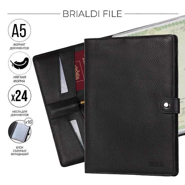 Папка для документов А5 мягкой формы BRIALDI File (Файл) relief black BR49581PJ Черный Brialdi, Артикул: BR49581PJ фото №1