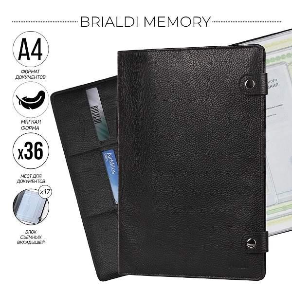 Папка для документов А4 мягкой формы BRIALDI Memory (Мемори) relief black BR49584EW Черный Brialdi, Артикул: BR49584EW фото №1