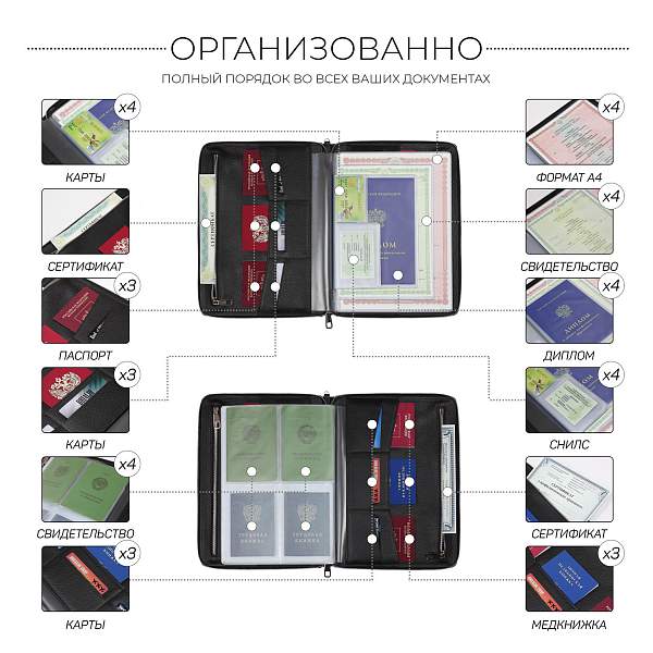 Папка для документов А4 с жесткой формой BRIALDI Mystory (Моя история) relief black BR49595CZ Черный Brialdi, Артикул: BR49595CZ фото №1