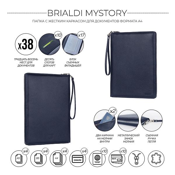 Папка для документов А4 с жесткой формой BRIALDI Mystory (Моя история) relief navy BR49596KI Синий Brialdi, Артикул: BR49596KI фото №1
