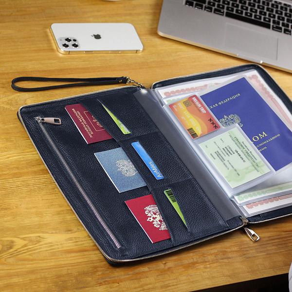 Папка для документов А4 с жесткой формой BRIALDI Mystory (Моя история) relief navy BR49596KI Синий Brialdi, Артикул: BR49596KI фото №1