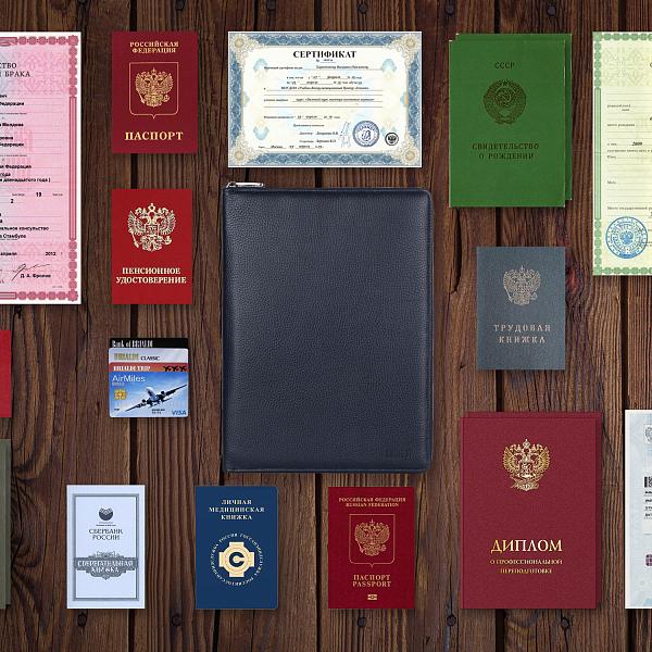 Папка для документов А4 с жесткой формой BRIALDI Mystory (Моя история) relief navy BR49596KI Синий Brialdi, Артикул: BR49596KI фото №1