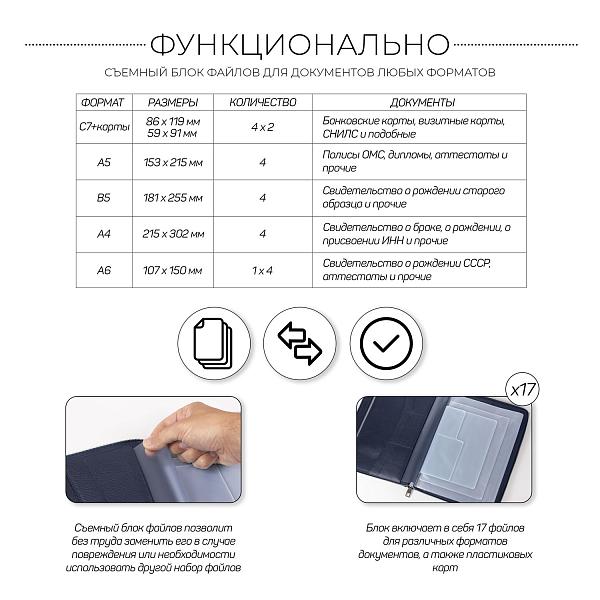 Папка для документов А4 с жесткой формой BRIALDI Mystory (Моя история) relief navy BR49596KI Синий Brialdi, Артикул: BR49596KI фото №1