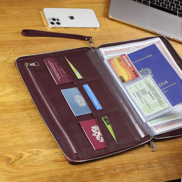 Папка для документов А4 с жесткой формой BRIALDI Mystory (Моя история) relief cherry BR49597XE Бордовый Brialdi, Артикул: BR49597XE фото №1