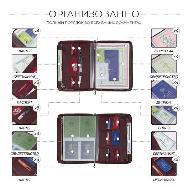 Папка для документов А4 с жесткой формой BRIALDI Mystory (Моя история) relief cherry BR49597XE Бордовый Brialdi, Артикул: BR49597XE фото №1