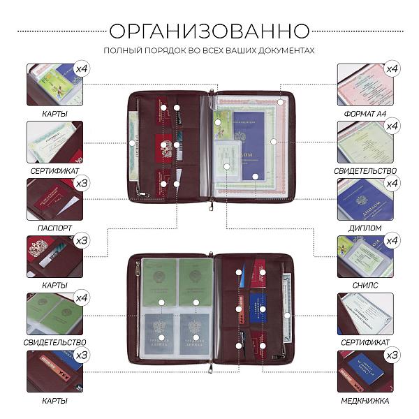 Папка для документов А4 с жесткой формой BRIALDI Mystory (Моя история) relief cherry BR49597XE Бордовый Brialdi, Артикул: BR49597XE фото №1