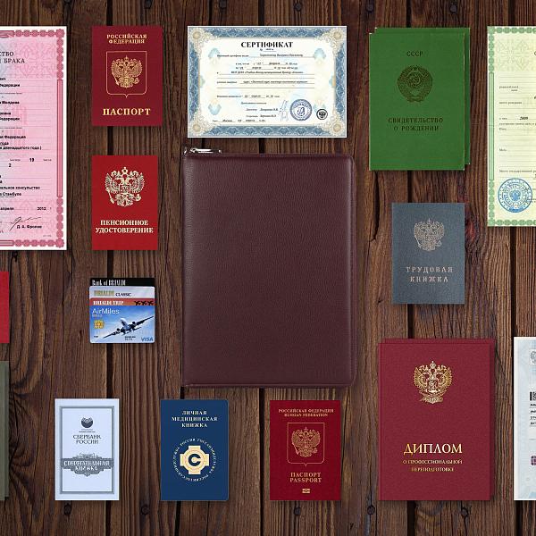 Папка для документов А4 с жесткой формой BRIALDI Mystory (Моя история) relief cherry BR49597XE Бордовый Brialdi, Артикул: BR49597XE фото №1