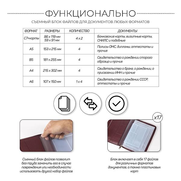 Папка для документов А4 с жесткой формой BRIALDI Mystory (Моя история) relief cherry BR49597XE Бордовый Brialdi, Артикул: BR49597XE фото №1