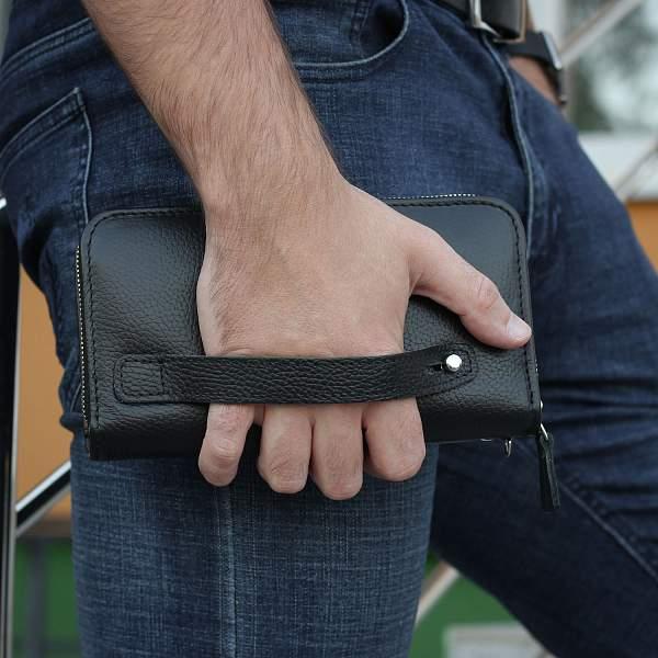 Мужской клатч с удобным внешним отделением BRIALDI Atom (Атом) relief black BR50771HV Черный Brialdi, Артикул: BR50771HV фото №1