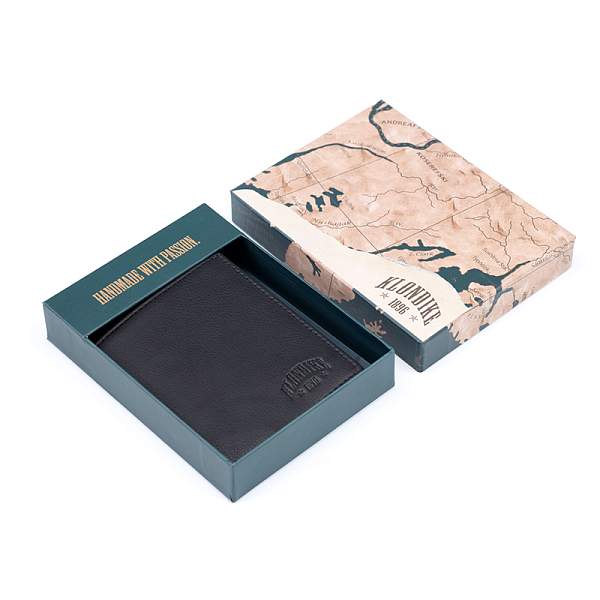 Визитница KLONDIKE Claim, натуральная кожа в черном цвете, 8 х 1,5 х 10,5 см KD1110-01 KLONDIKE 1896, Артикул: KD1110-01 фото №1