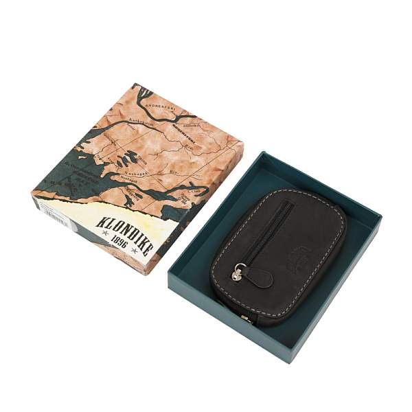 Ключница KLONDIKE Yukon, натуральная кожа в черном цвете, 11,5 х 2 х 7,5 см KD1115-01 KLONDIKE 1896, Артикул: KD1115-01 фото №1