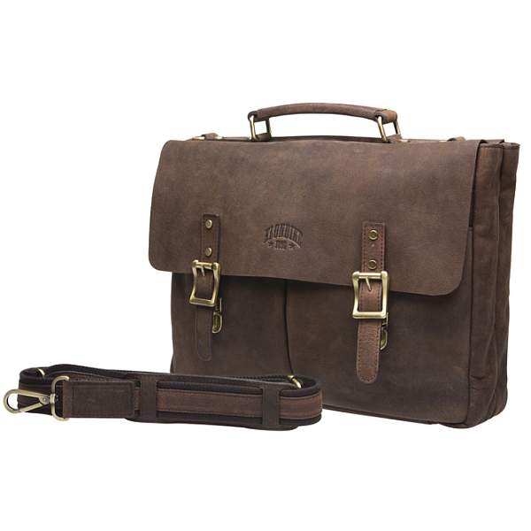 Сумка KLONDIKE «Barry», натуральная кожа в темно-коричневом цвете, 40 х 31 х 10 см KD1037-01 KLONDIKE 1896, Артикул: KD1037-01 фото №1