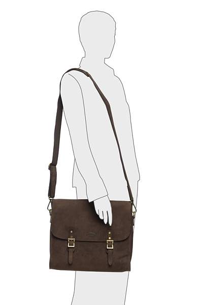 Сумка KLONDIKE «Brett», натуральная кожа в темно-коричневом цвете, 38 х 33 х 7 см KD1038-01 KLONDIKE 1896, Артикул: KD1038-01 фото №1