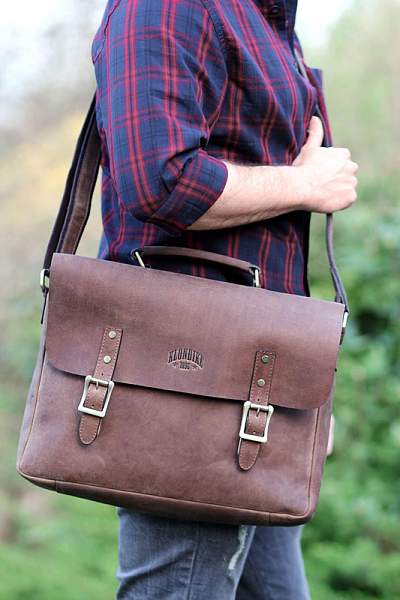 Сумка KLONDIKE «Bill», натуральная кожа в коричневом цвете, 40 х 32 х 7 см KD1040-02 KLONDIKE 1896, Артикул: KD1040-02 фото №1