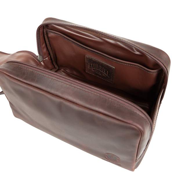 Несессер KLONDIKE DIGGER «Tad», натуральная кожа в темно-коричневом цвете, 25 x 17 x 15 см KD1046-03 KLONDIKE 1896, Артикул: KD1046-03 фото №1