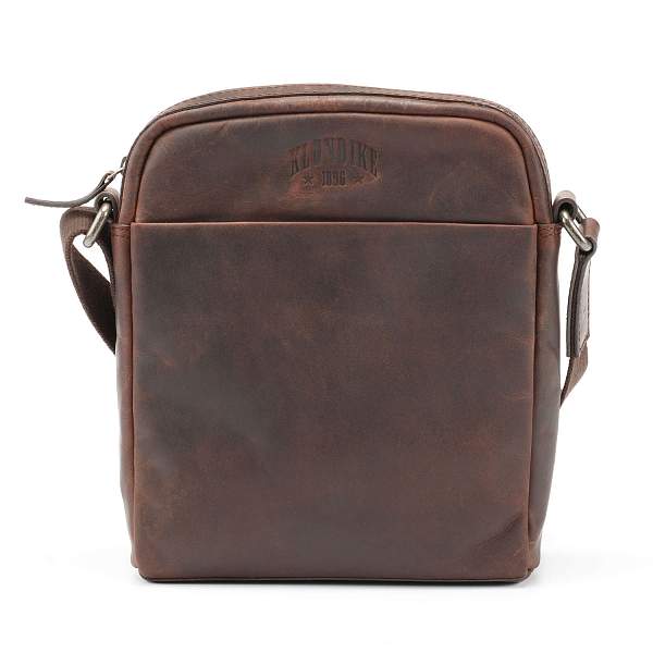Сумка через плечо KLONDIKE DIGGER «Jake», натуральная кожа в темно-коричневом цвете, 26 x 22 x 7 см KD1047-03 KLONDIKE 1896, Артикул: KD1047-03 фото №1