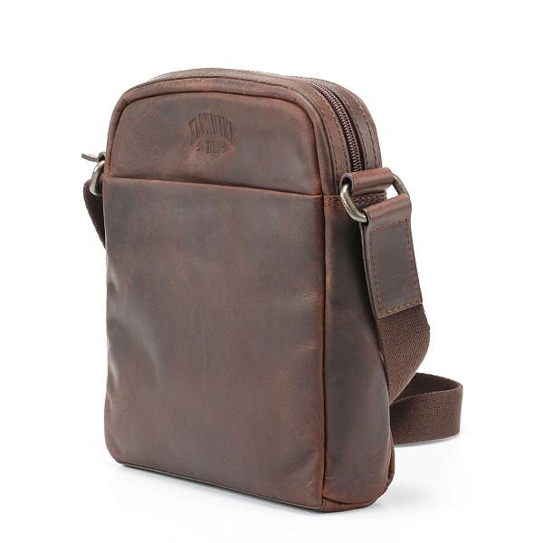 Сумка через плечо KLONDIKE DIGGER «Jake», натуральная кожа в темно-коричневом цвете, 26 x 22 x 7 см KD1047-03 KLONDIKE 1896, Артикул: KD1047-03 фото №1