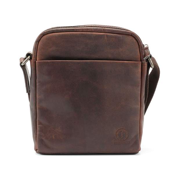 Сумка через плечо KLONDIKE DIGGER «Jake», натуральная кожа в темно-коричневом цвете, 26 x 22 x 7 см KD1047-03 KLONDIKE 1896, Артикул: KD1047-03 фото №1