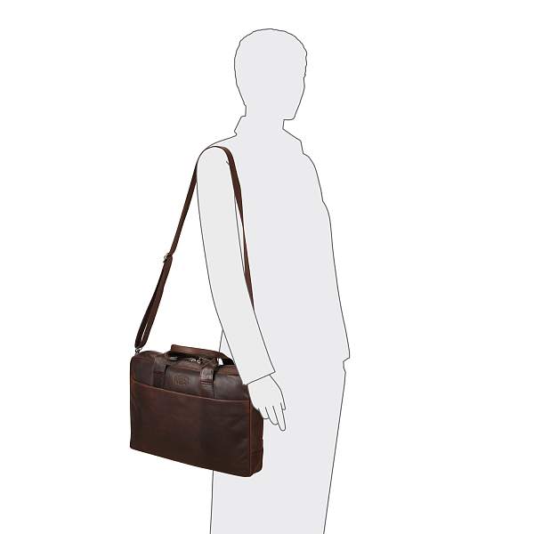 Сумка KLONDIKE DIGGER «Mavis», натуральная кожа в темно-коричневом цвете, 32 x 40 x 8 см KD1051-03 KLONDIKE 1896, Артикул: KD1051-03 фото №1