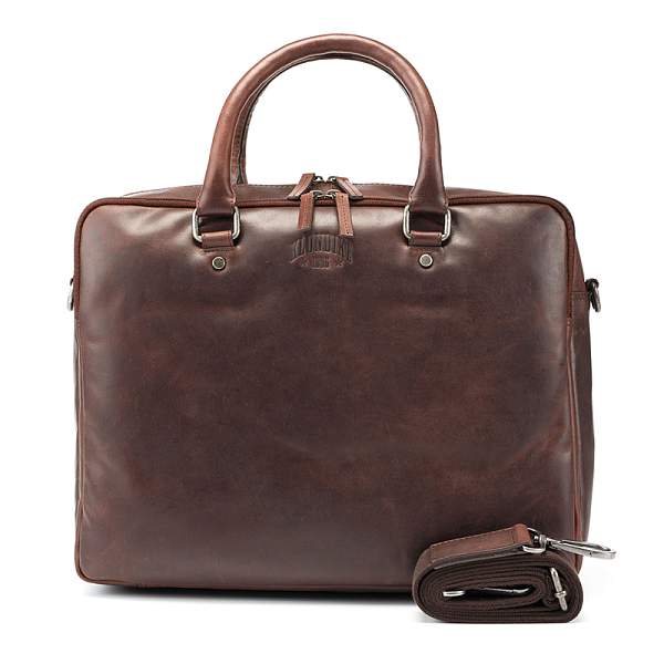 Сумка KLONDIKE DIGGER «Earl», натуральная кожа в темно-коричневом цвете, 29 x 38 x 9 см KD1052-03 KLONDIKE 1896, Артикул: KD1052-03 фото №1