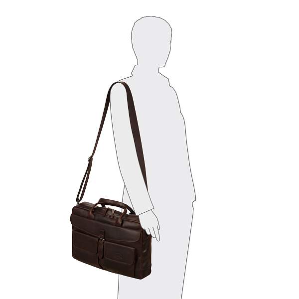Сумка KLONDIKE DIGGER «Carl», натуральная кожа в темно-коричневом цвете, 42 x 30 x 9 см KD1053-03 KLONDIKE 1896, Артикул: KD1053-03 фото №1