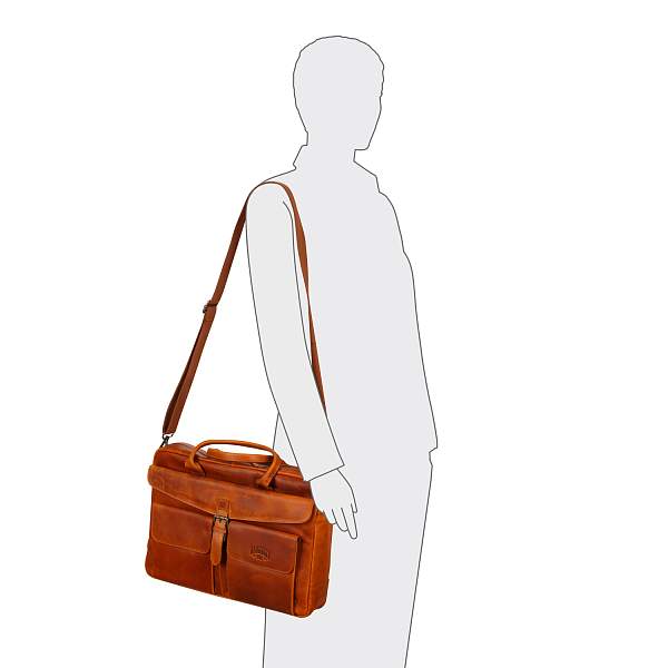 Сумка KLONDIKE DIGGER «Carl», натуральная кожа цвета коньяк, 42 x 30 x 9 см KD1053-04 KLONDIKE 1896, Артикул: KD1053-04 фото №1