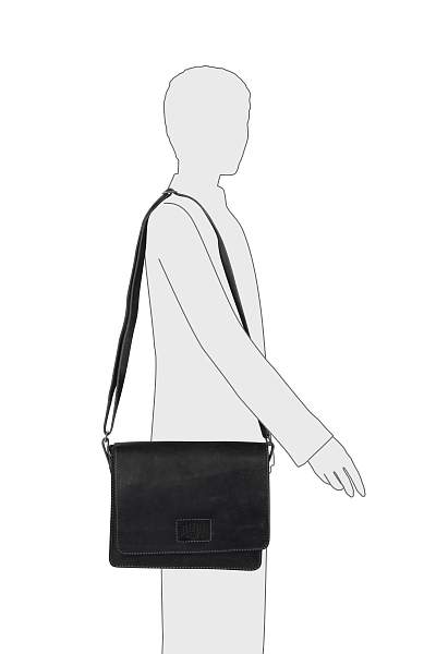 Сумка KLONDIKE Native, натуральная кожа в черном цвете, 30 х 7 х 25 см KD1126-01 KLONDIKE 1896, Артикул: KD1126-01 фото №1