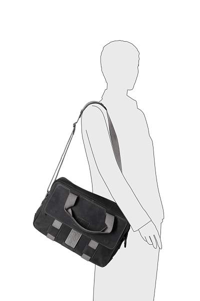 Сумка KLONDIKE Native, натуральная кожа в черном цвете, 44 х 10 х 33 см KD1130-01 KLONDIKE 1896, Артикул: KD1130-01 фото №1