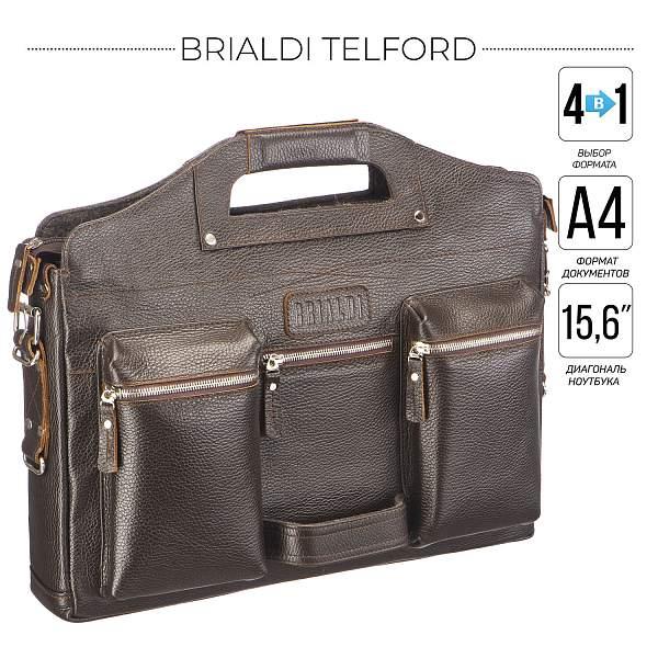 Универсальный портфель BRIALDI Telford (Телфорд) relief brown BR28426XB Коричневый Brialdi, Артикул: BR28426XB фото №1