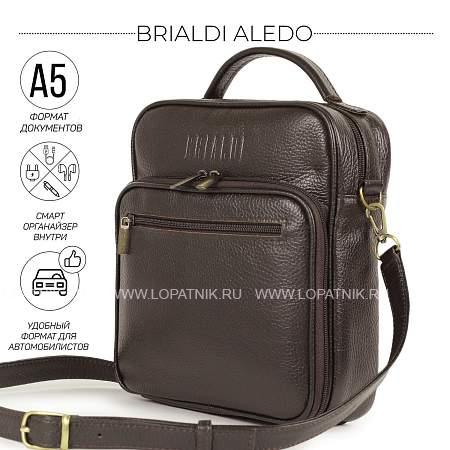 кожаная сумка через плечо brialdi aledo (аледо) relief brown br12937fx коричневый Brialdi