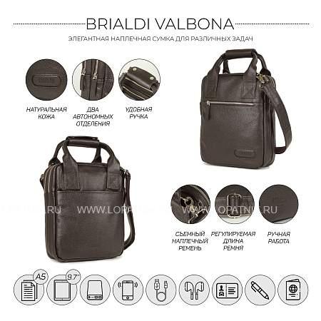 кожаная сумка через плечо brialdi valbona (вальбона) relief brown br13000ul коричневый Brialdi