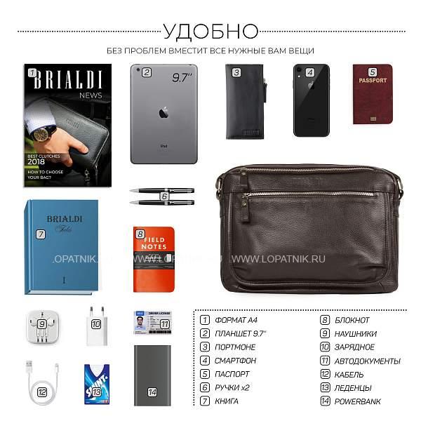 Горизонтальная сумка через плечо BRIALDI Cave (Каве) relief brown BR19858MK Коричневый Brialdi, Артикул: BR19858MK фото №1