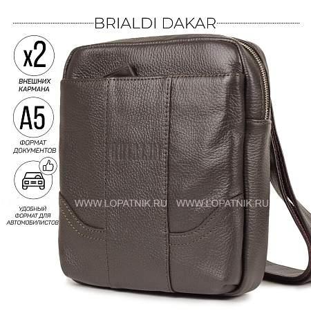 кожаная сумка через плечо brialdi dakar (дакар) relief brown br31462om коричневый Brialdi