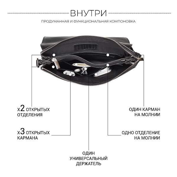 Вертикальная сумка через плечо BRIALDI Delphi (Делфи) relief black BR34388VN Черный Brialdi, Артикул: BR34388VN фото №1