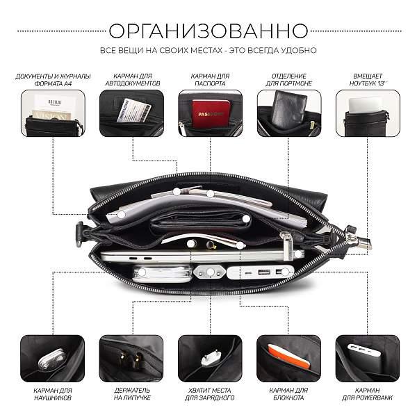 Вертикальная сумка через плечо BRIALDI Delphi (Делфи) relief black BR34388VN Черный Brialdi, Артикул: BR34388VN фото №1