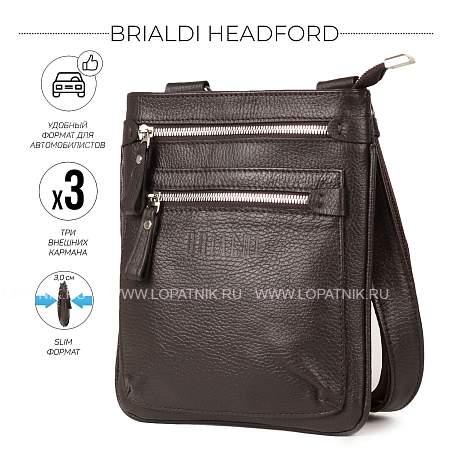 кожаная сумка через плечо brialdi headford (хедфорд) relief brown br34405vb коричневый Brialdi