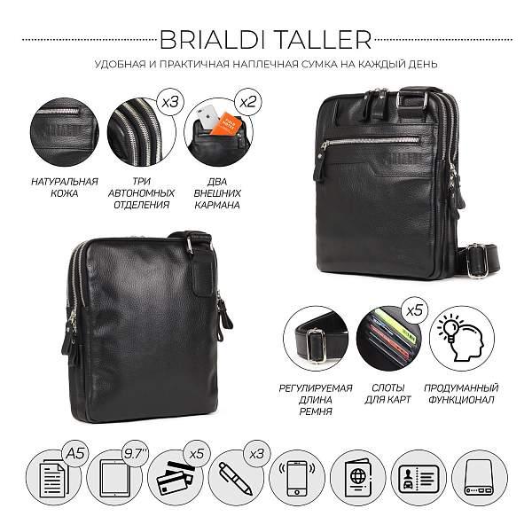 Вертикальная сумка через плечо BRIALDI Taller (Таллер) relief black BR34410TO Черный Brialdi, Артикул: BR34410TO фото №1