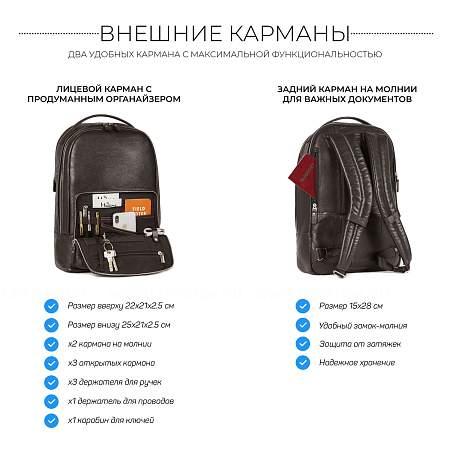 мужской рюкзак с 2 автономными отделениями brialdi daily (дейли) relief brown br37168kd коричневый Brialdi