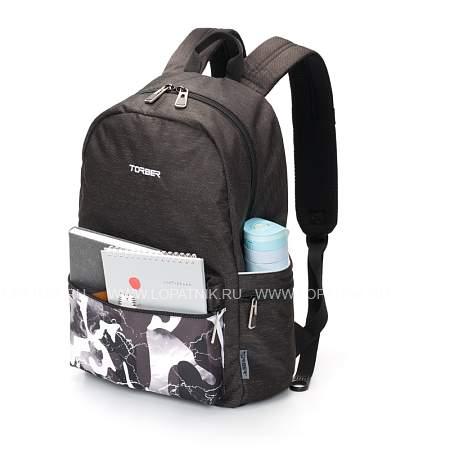 рюкзак torber graffi, серый с карманом черно-белого цвета, полиэстер, 44 х 31 х 18 см t2671-bl-g Torber